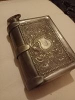 Antike Jugendstil  Flachmann, 95% Zinn,  Wein Flasche