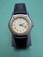 Montre Ebel 1911 lunette or 18k diamants acier cuir
