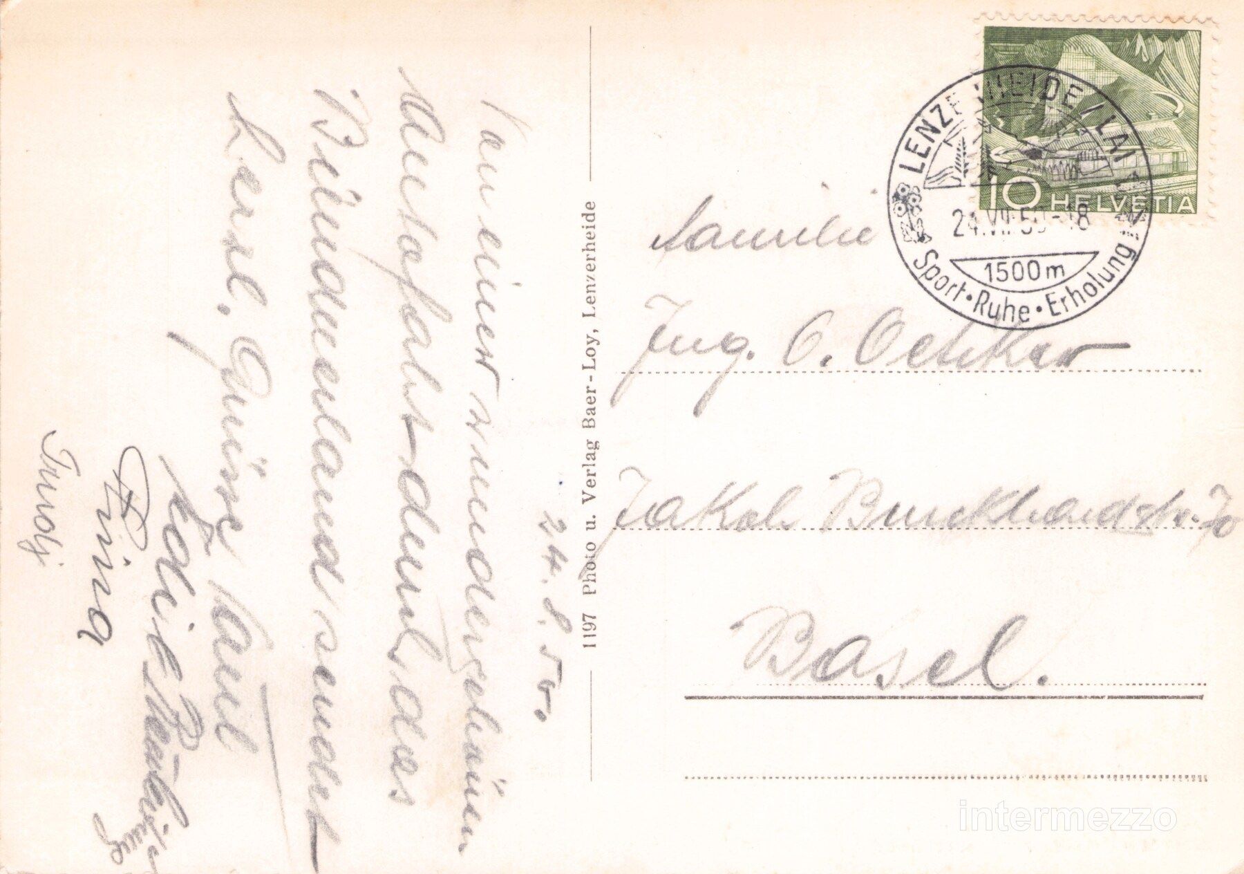 Cartoline postali: Lenzerheide GR // 1950 Heidsee – Usato da Basel venduto da intermezzo12 1