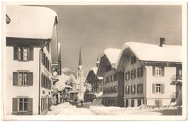 FLÜHLI: Dorfstrasse im Hochwinter, Foto-AK Goetz 1937