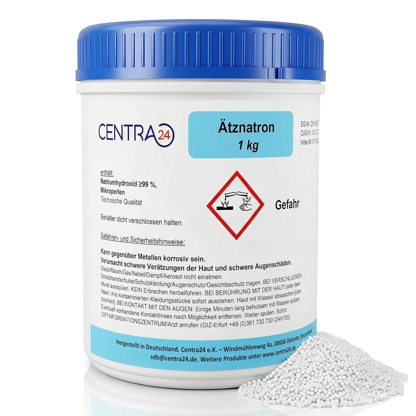 Altro per la cura del corpo: Natriumhydroxid, Perlen, 1 KG in Dose – Nuovo e nell'imballaggio originale da Schiers venduto da Heluma
