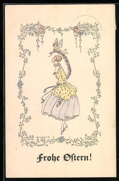 Cartoline postali: Mela Köhler: Elegante Dame mit drei Elf – Usato da Berlin venduto da bartko-reher