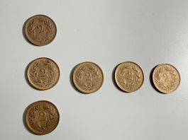 2 Rappen - 6 Stück  - zwischen 1925 und 1941