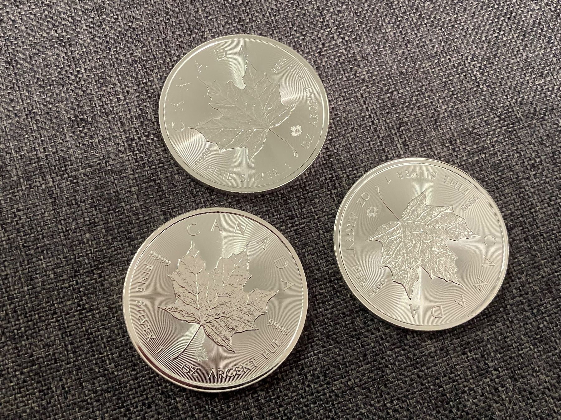Alle Münzen: 3 x Maple Leaf 1 Unze Silber / Silver / Argent - FTB01 – Neu (gemäss Beschreibung) aus Zug von FTB01