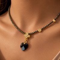 Pyrit Halskette Collier Halsschmuck Swarovski Herz Anhänger