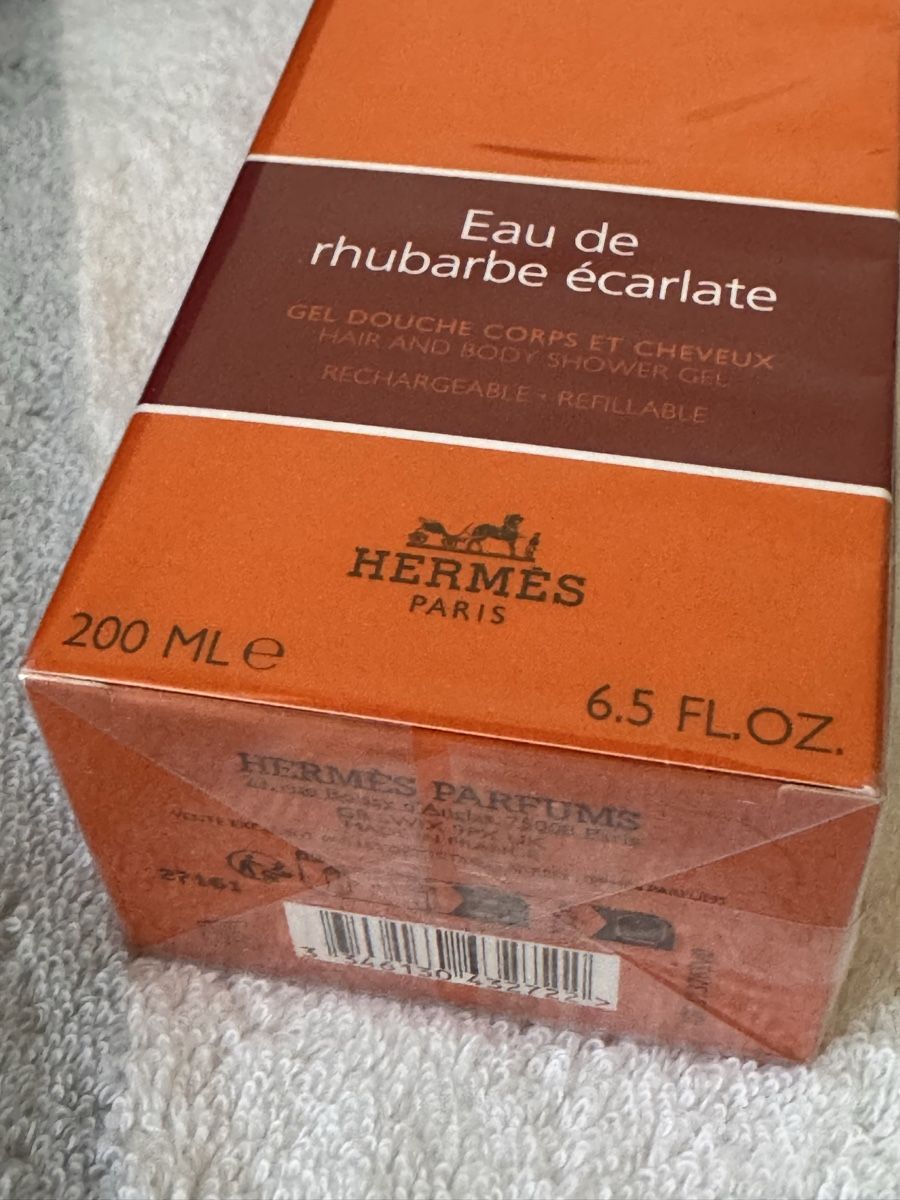 Hermès Duschen: Hermès gel douche Eau de Rhubarbe rechargeable 200ml  – Neu und originalverpackt aus Genève von Allisgood 4
