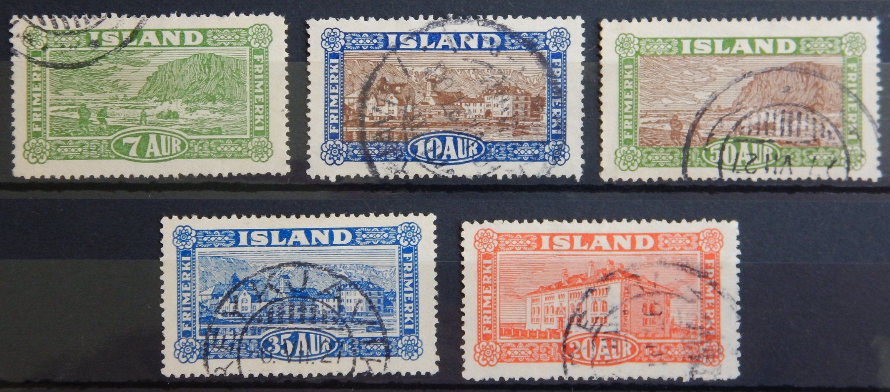 Alle Briefmarken: Island Kat. 114-119 gest. 1925 Kat. 19 Euro – Gebraucht aus Zürich von Muehlekauf