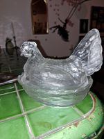 Glas-Henne /  / Schale Glas Vintage 