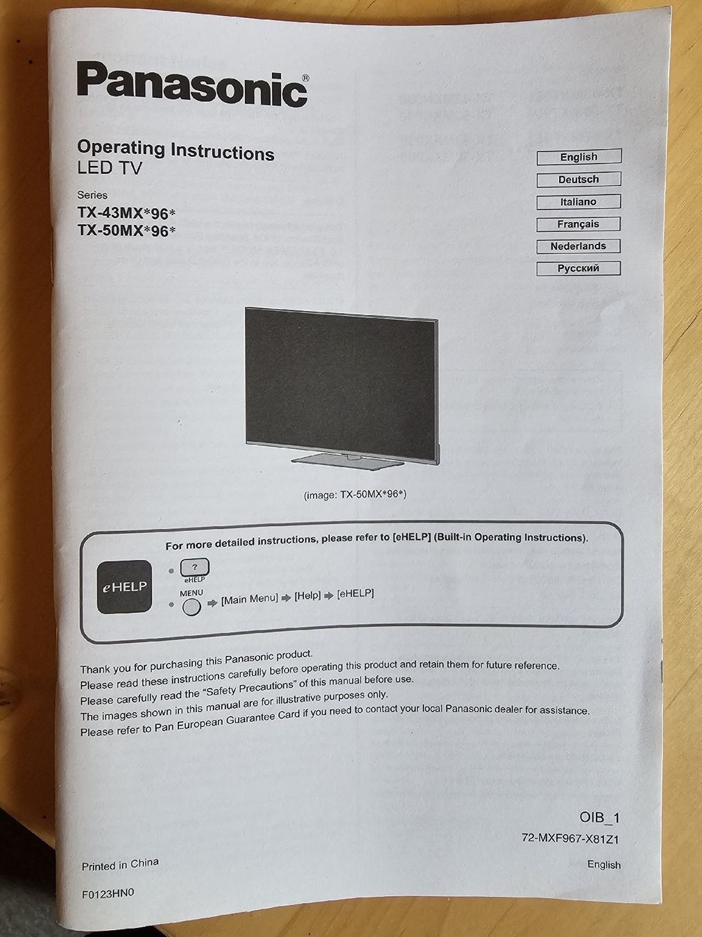 Fernseher: Panasonic LED TV mit Bedienungsanleitung – Gebraucht aus Rothrist von Gipsyone 1