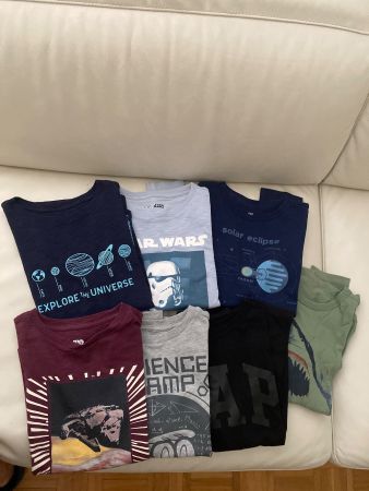 7 t-shirts à manches longues GAP t. M pour garçon 7-8 ans