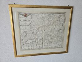 Antike Karte Kanton Bern, gerahmt, 1766, Homann Erben