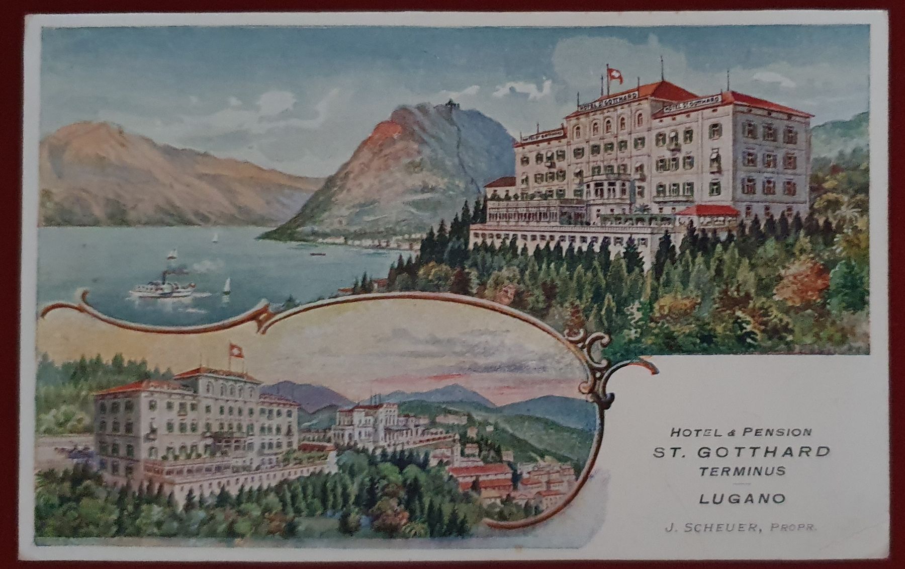 Cartoline postali: Hotel St. Gotthard Lugano, Ansichtskarte ca. 1900 – Usato da Kreuzlingen venduto da Rschweiz1