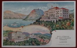 Hotel St. Gotthard Lugano, Ansichtskarte ca. 1900