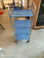 1 Rollwagen mit Kunstofftablaren und Metallgestell
