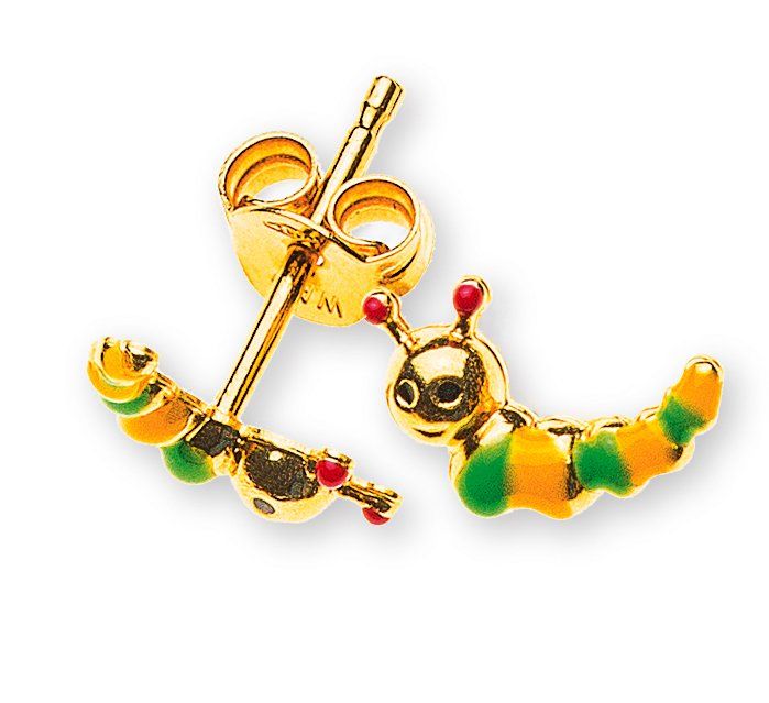 Orecchini pendenti & Orecchini a lobo: Ohrstecker Raupe Gelbgold 750 – Nuovo e nell'imballaggio originale da Grenchen venduto da JAP_Jewellery