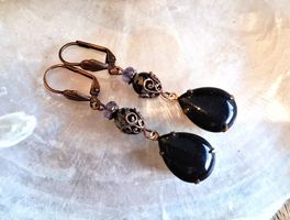 NOIR - Messingohrringe - bronze - kupfer - schwarz
