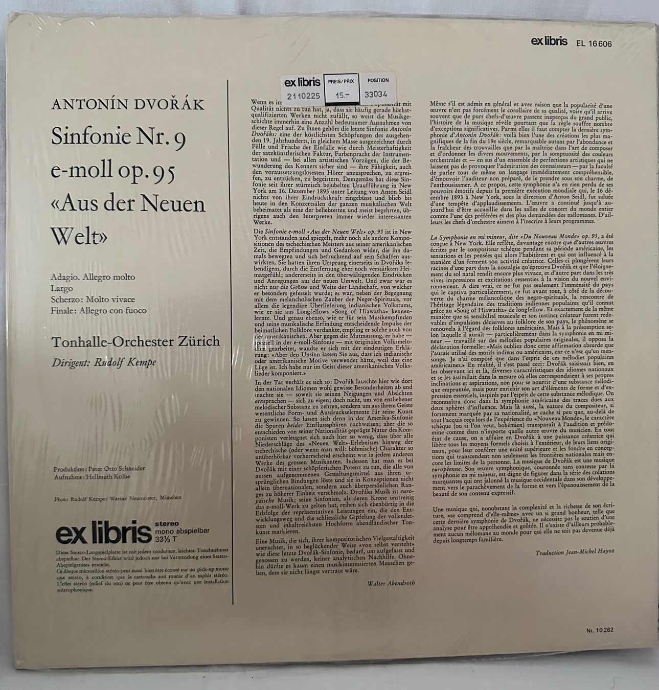 Dischi in vinile: Schallplatte Dvorak Sinfonie Nr. 9 – Nuovo e nell'imballaggio originale da Winterthur venduto da jud_xfw6 1
