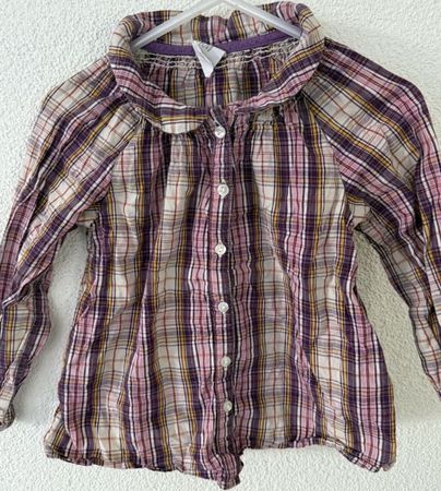 H&M Bluse Gr. 86 Kariert Lila/Weiss - Top Zustand!