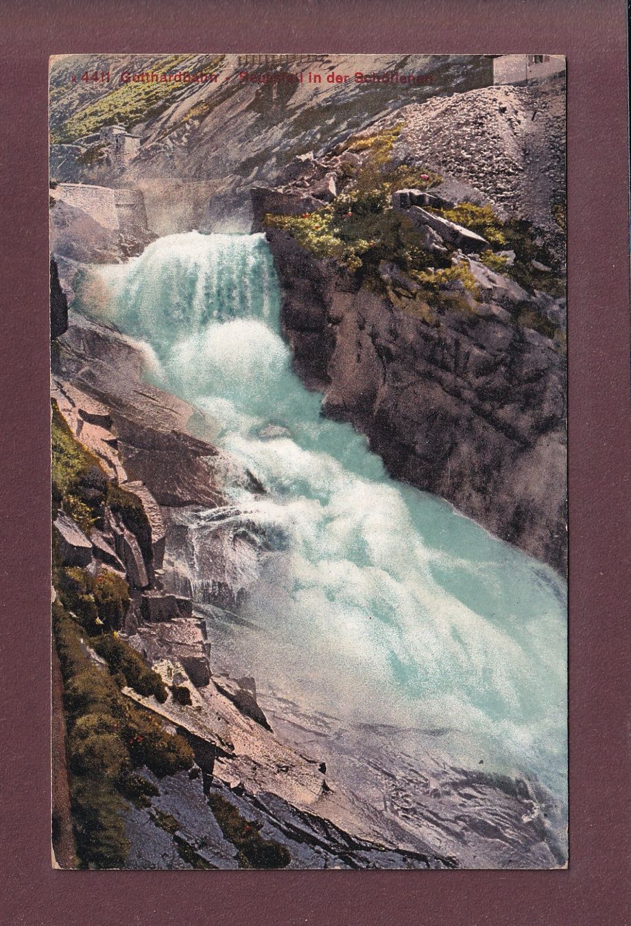 Cartoline postali: Gotthardbahn - REUSSFALL in der Schöllenen - 1910 – Usato da Pully venduto da nicecards