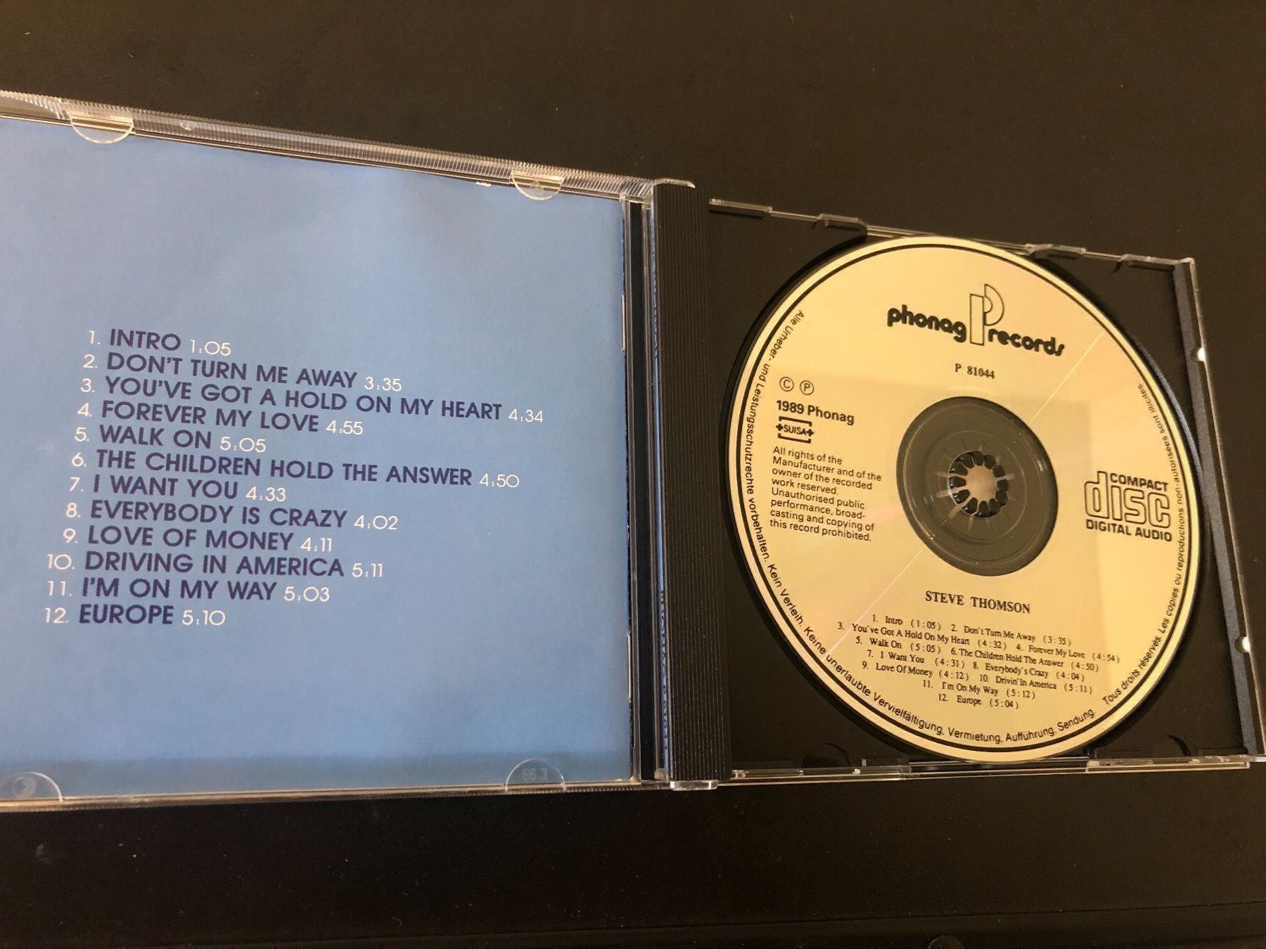 CD: Steve Thomson CD 1989 CH-Rock – Usato da Schübelbach venduto da Klabauterli 1