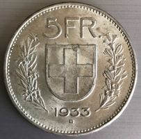 1933 5 Fr Silbermünze .835 Ag Stgl.