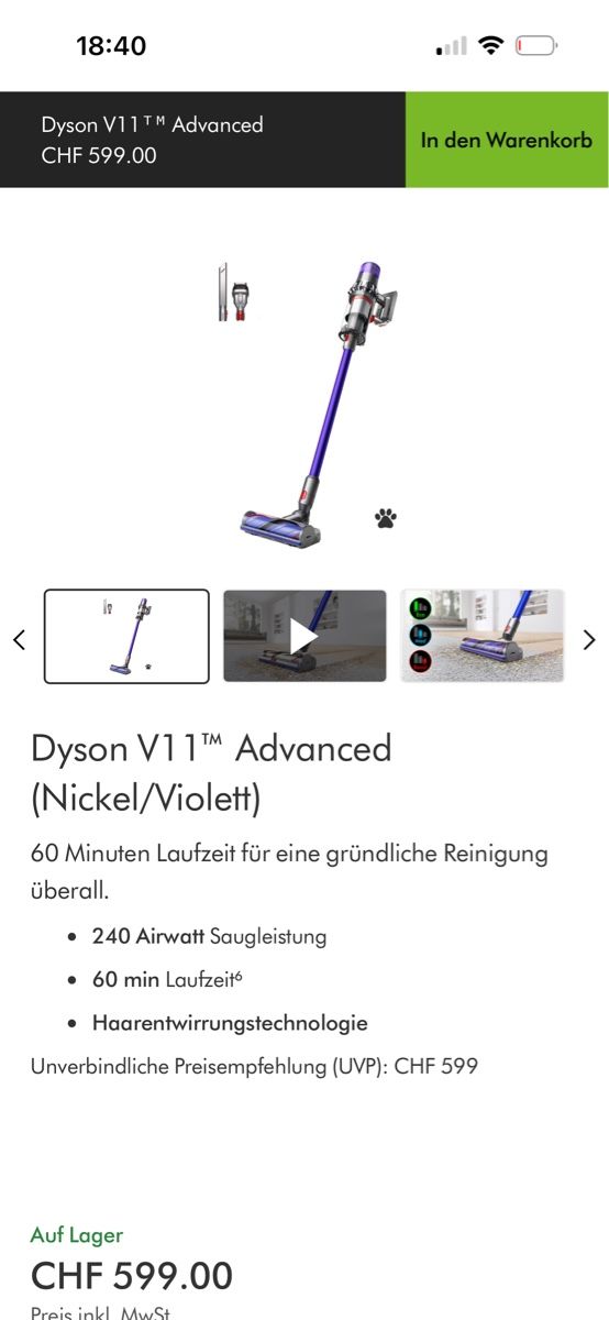 Dyson Staubsauger & Zubehör: Dyson v11 – Gebraucht aus Reinach AG von MineD 1