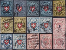 1850-1854, 15 tolle Luxus-Rayons mit 11 Attesten. Preiswert!