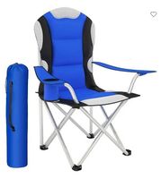 Campingstuhl blau, faltbar, gepolstert, mit Getränkehalter