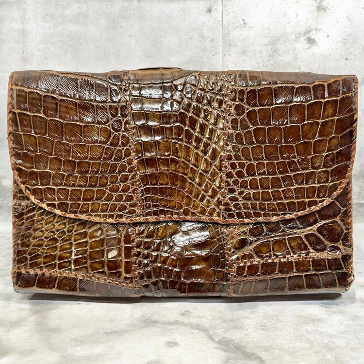 Sac à Main Croco Vintage Années 60 - Noir Cuir Authentique - Petit Modèle élégant