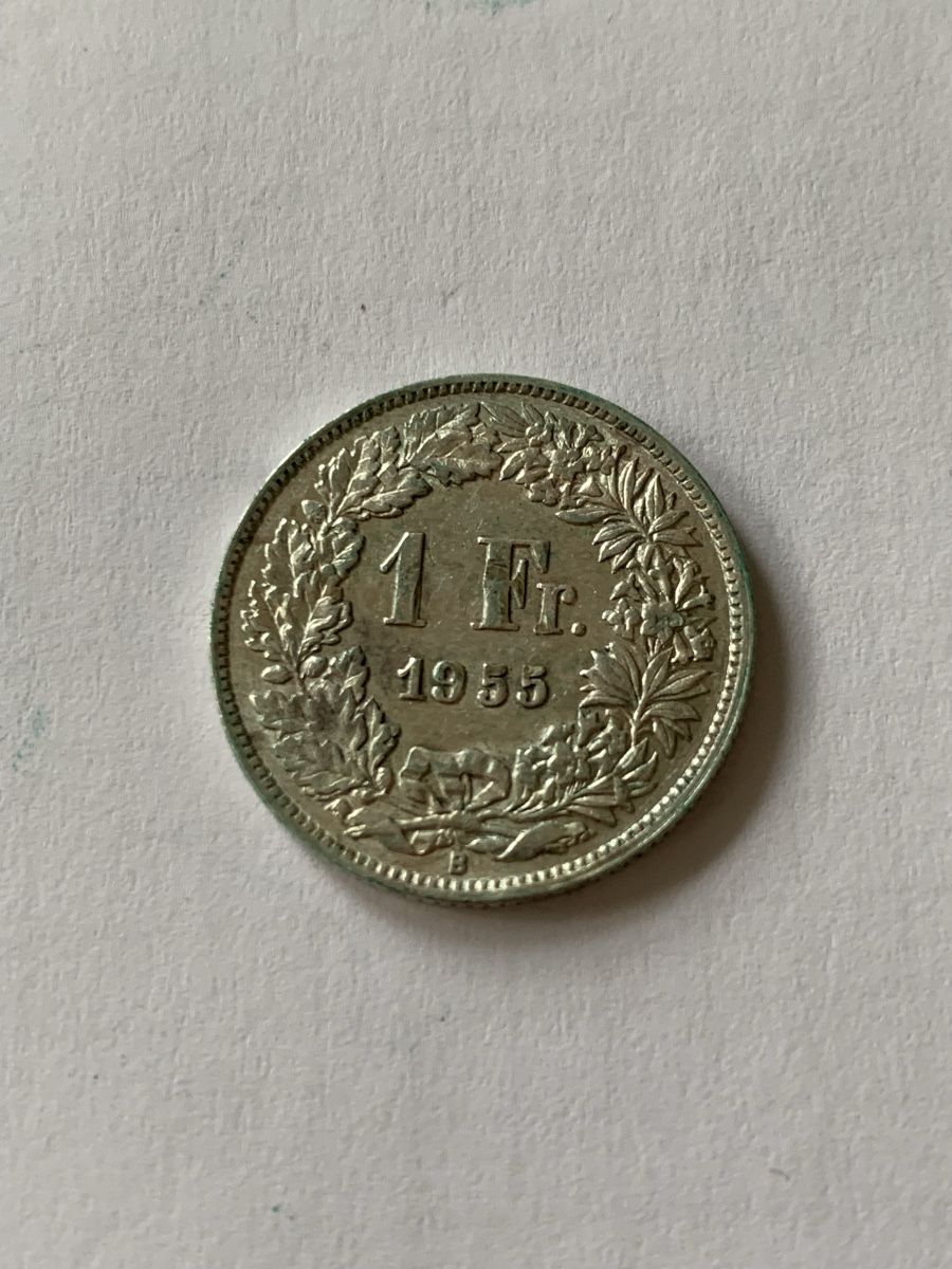 Tutti le monete: 1 Fr. Silber Münze 1955 Schweiz – Usato da Lyss venduto da nekoreh