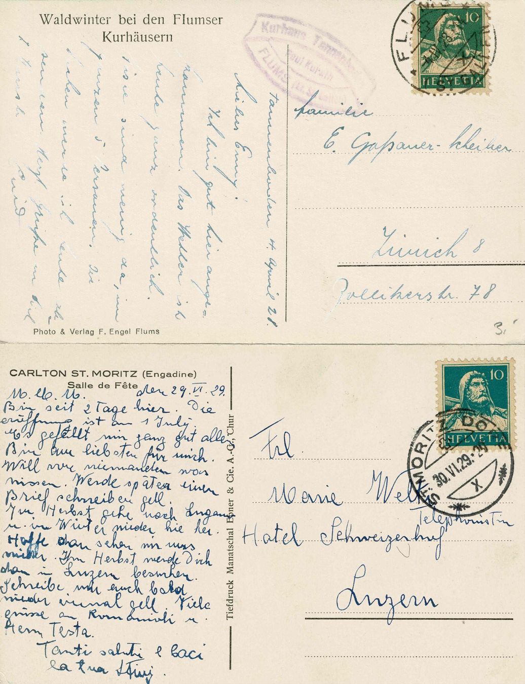 Cartoline postali: 7 Hotelpostkarten – Usato da Zürich venduto da Bierino 3