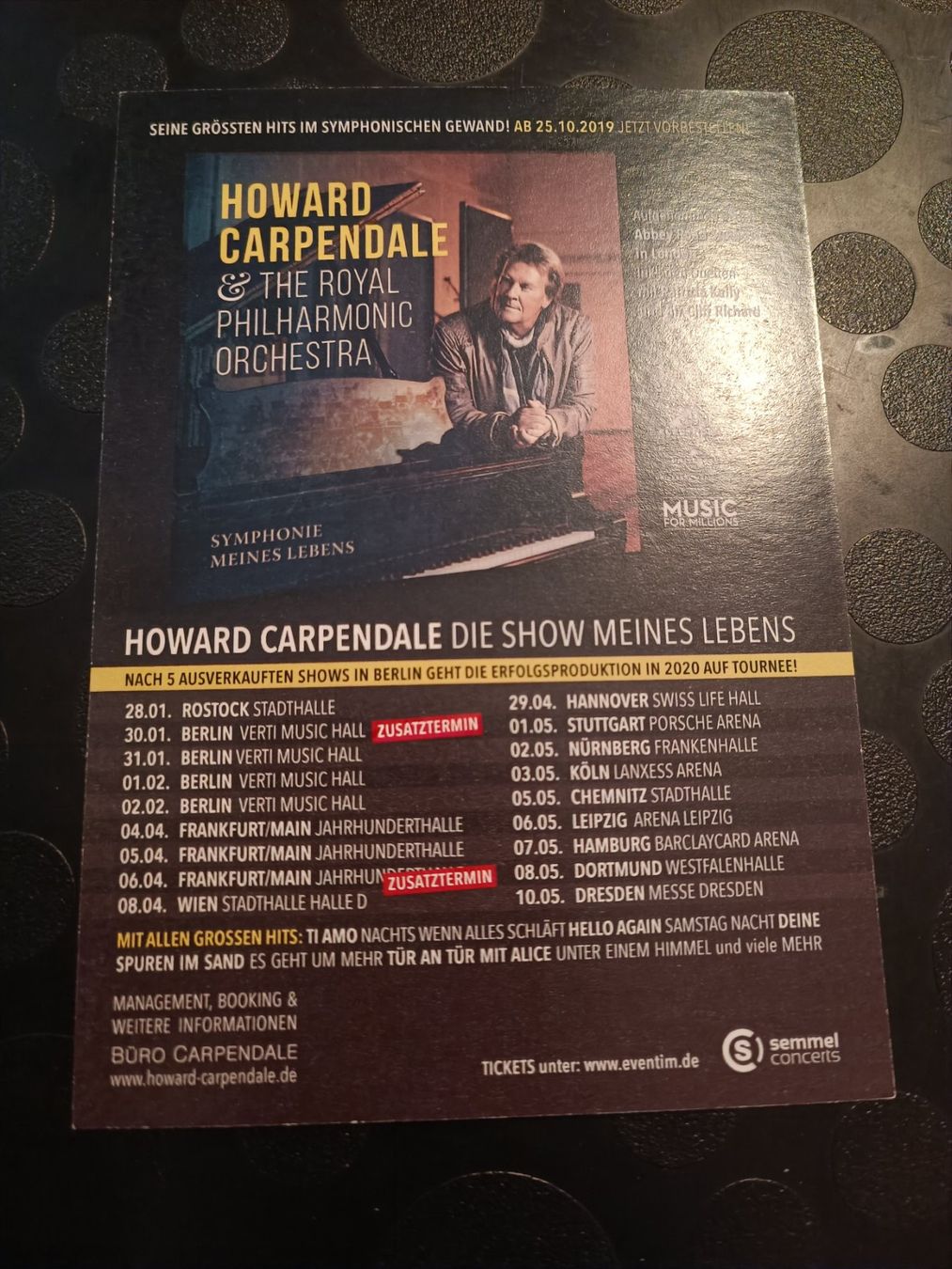 Autografi: Howard Carpendale - handsigniert Autogrammkarte – Usato da Menziken venduto da Artographs 1