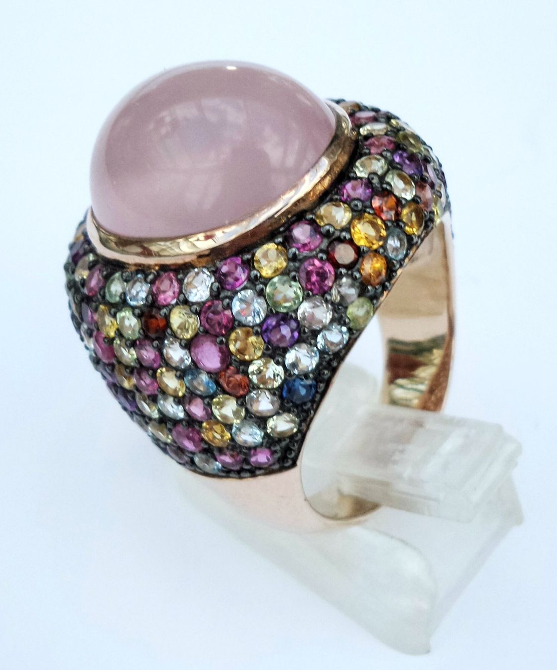 Anelli: Bunter Ring mit Rosenquarz – Nuovo (secondo la descrizione) da Zürich venduto da Bieter04 8