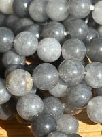 Strang grey cloud quartz Kugeln / stone beads 4 mm