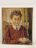 Porträtmalerei 1946 A.G. Signierter Sammlerkunst Fund