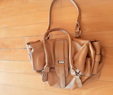 Sac à main Longchamp en cuir camel