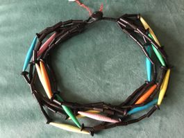 Collier fantaisie 6 rangs multicolore