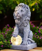 Löwen Figur mit Solarlampen Kugel