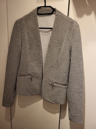 Grauer Blazer mit deko Reisverschlüsse Gr. L