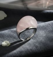 Edlen Natur Rosenquarz Silberring 925 (rhodiniert)- NEU