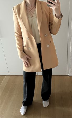 Elegante Damen Blazer Jacke, Beige, Doppelknopfe - Herbst Tr