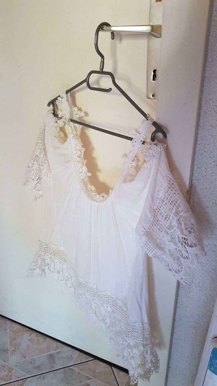 Tuniken: Haut - tunique blanche, fluide, dentelle taille S – Gebraucht aus Villiers von san_jn5w 2
