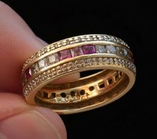 Edler Rainbow Eternity Ring 14K , 0.29 ct Saphiren&Diamanten