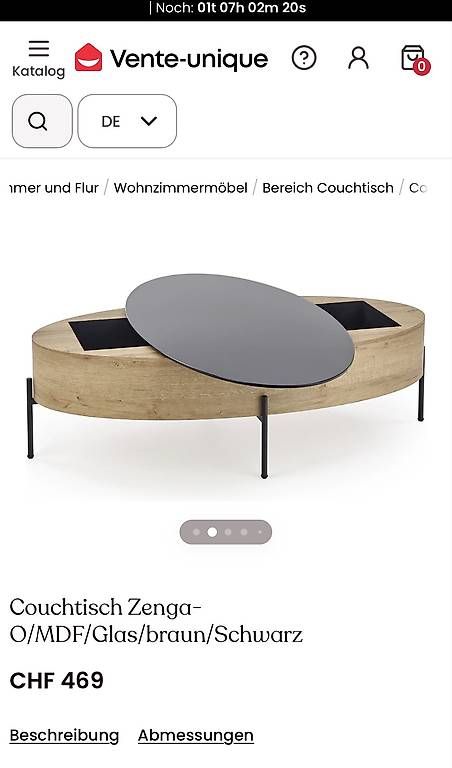 Tavoli: Holztisch mit Glasplatte und Fächern – Usato da Wetzikon ZH venduto da mal_c9bc 4