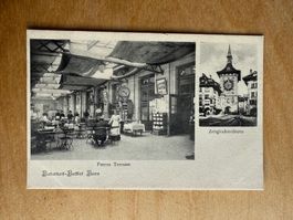 Antike Postkarte, Bahnhof Buffet Bern, 1910, gelaufen