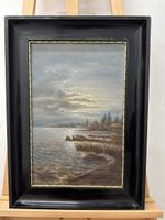 Altes Ölgemälde, Landschaft am See Seeufer