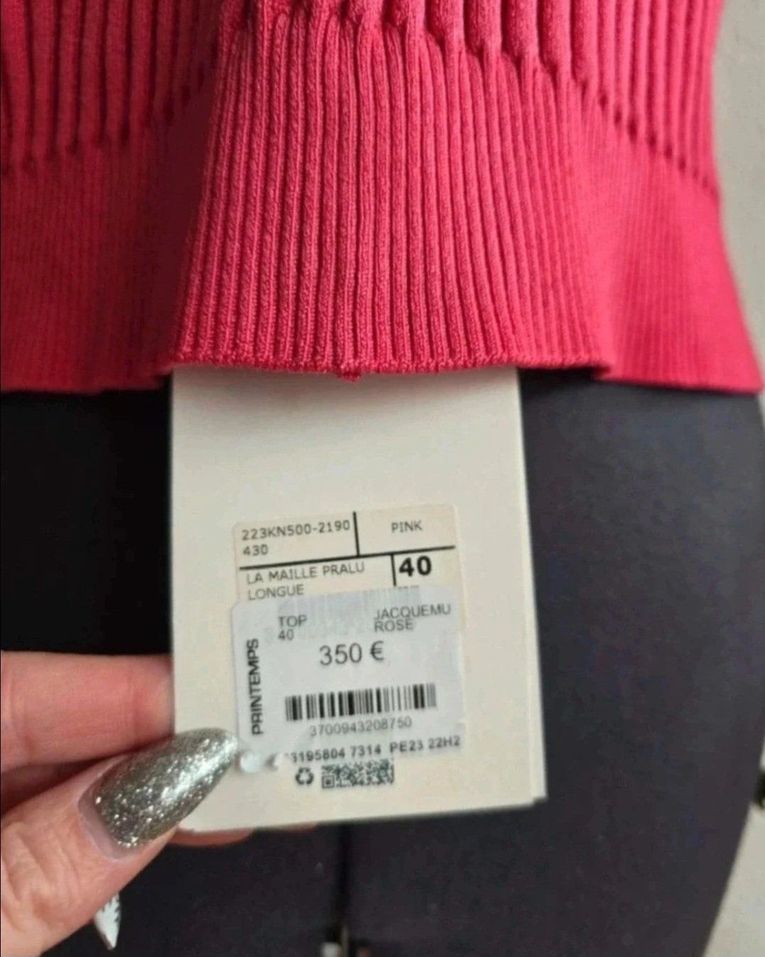 Cardigan Jacquemus rose maille côtelée état neuf (Neuf avec emballage d ...