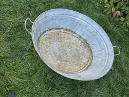 Zinkbadewanne  Zuber oval mit Ablauf 100x82 cm gebrauchter Z