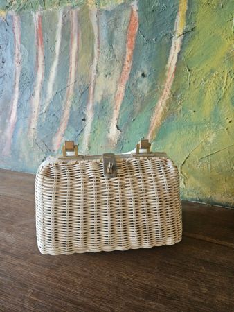 Rare sac Markus Brothers sac en osier peint 1950