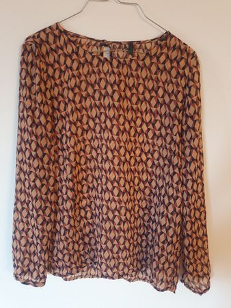 Benetton Damen Bluse, Grösse 36, Herbstliches Muster